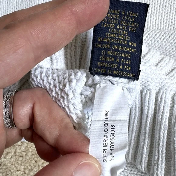 Vintage Polo Ralph Lauren White Cable Knit Sweater - Picture 7 of 8